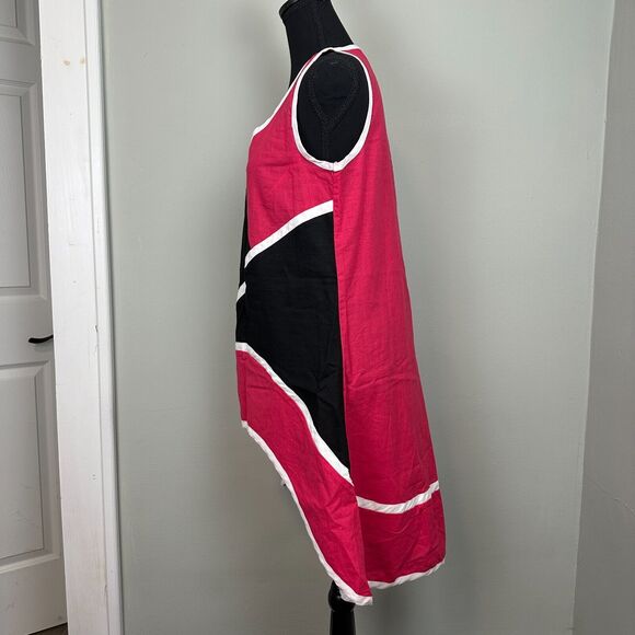 Lisa Rene Tunic Small Pink Colorblock Linen Layer Lagenlook Wearable Artsy Boho - Picture 7 of 14